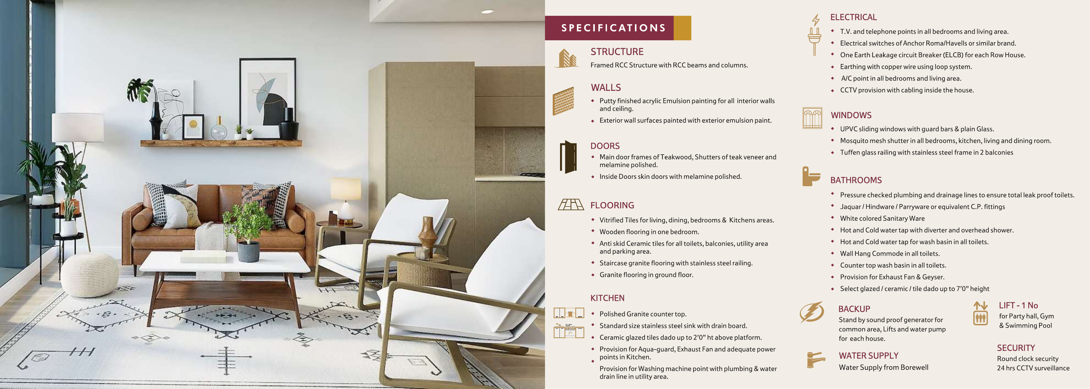 Silver Oaks specifications from brochure